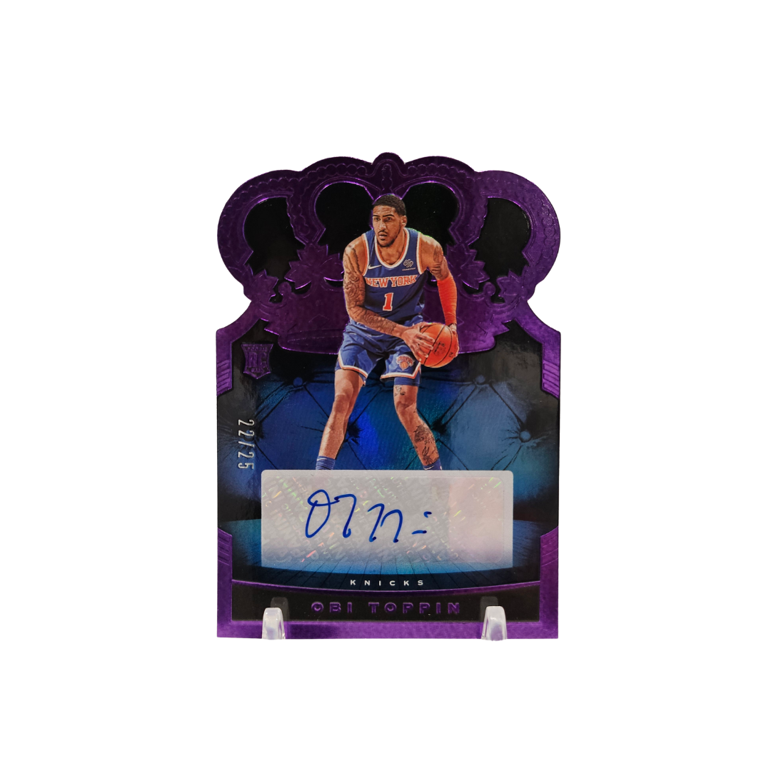 Obi Toppin 2020-21 Panini Crown Royale Rookie Auto Purple Crystal 22/25