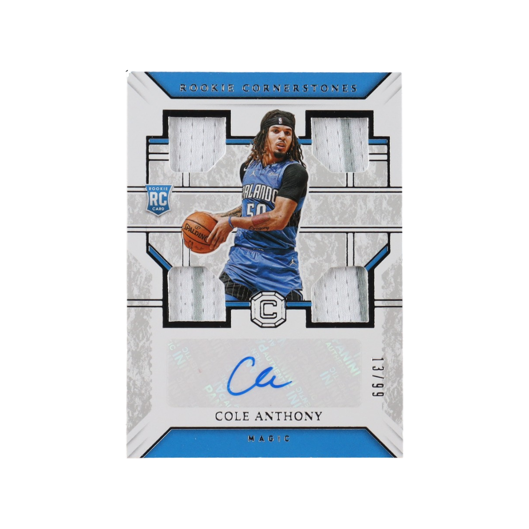 Cole Anthony 2020-21 Panini Chronicles Cornerstones Rookie Quad Relic Autographs RC #15 #13/99