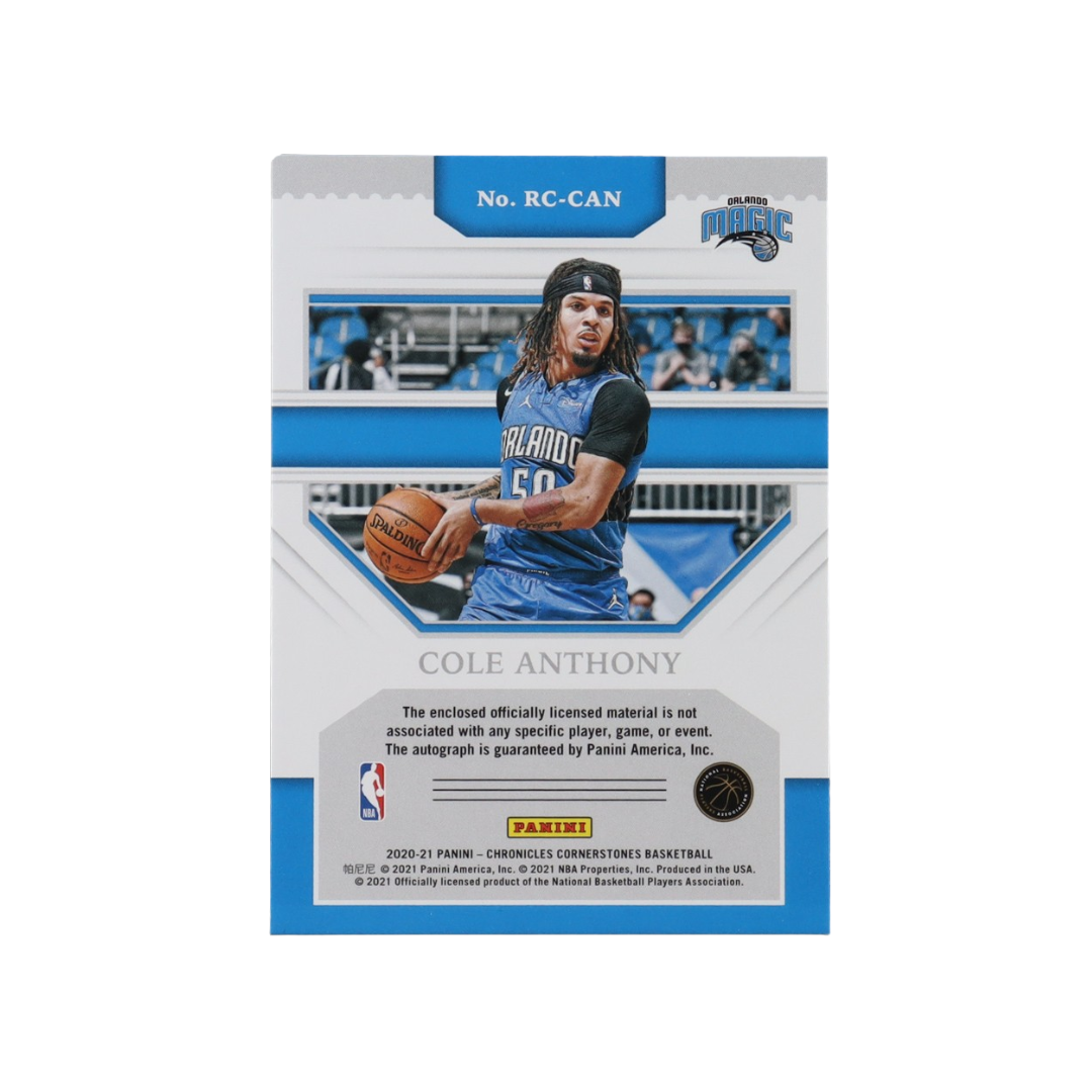 Cole Anthony 2020-21 Panini Chronicles Cornerstones Rookie Quad Relic Autographs RC #15 #13/99