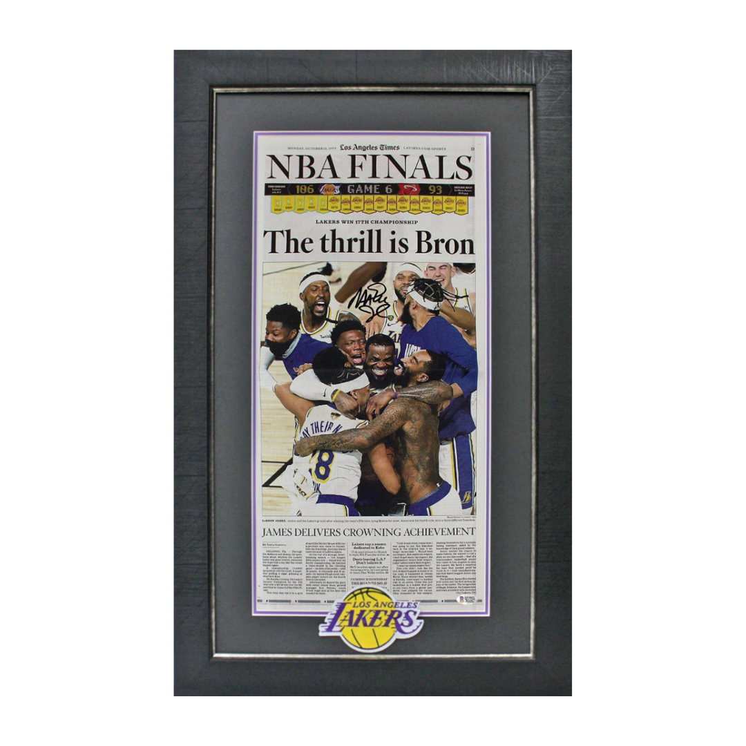 Magic Johnson Signed 2020 "Los Angeles Times" Custom Framed Newspaper Insert Display (Beckett)