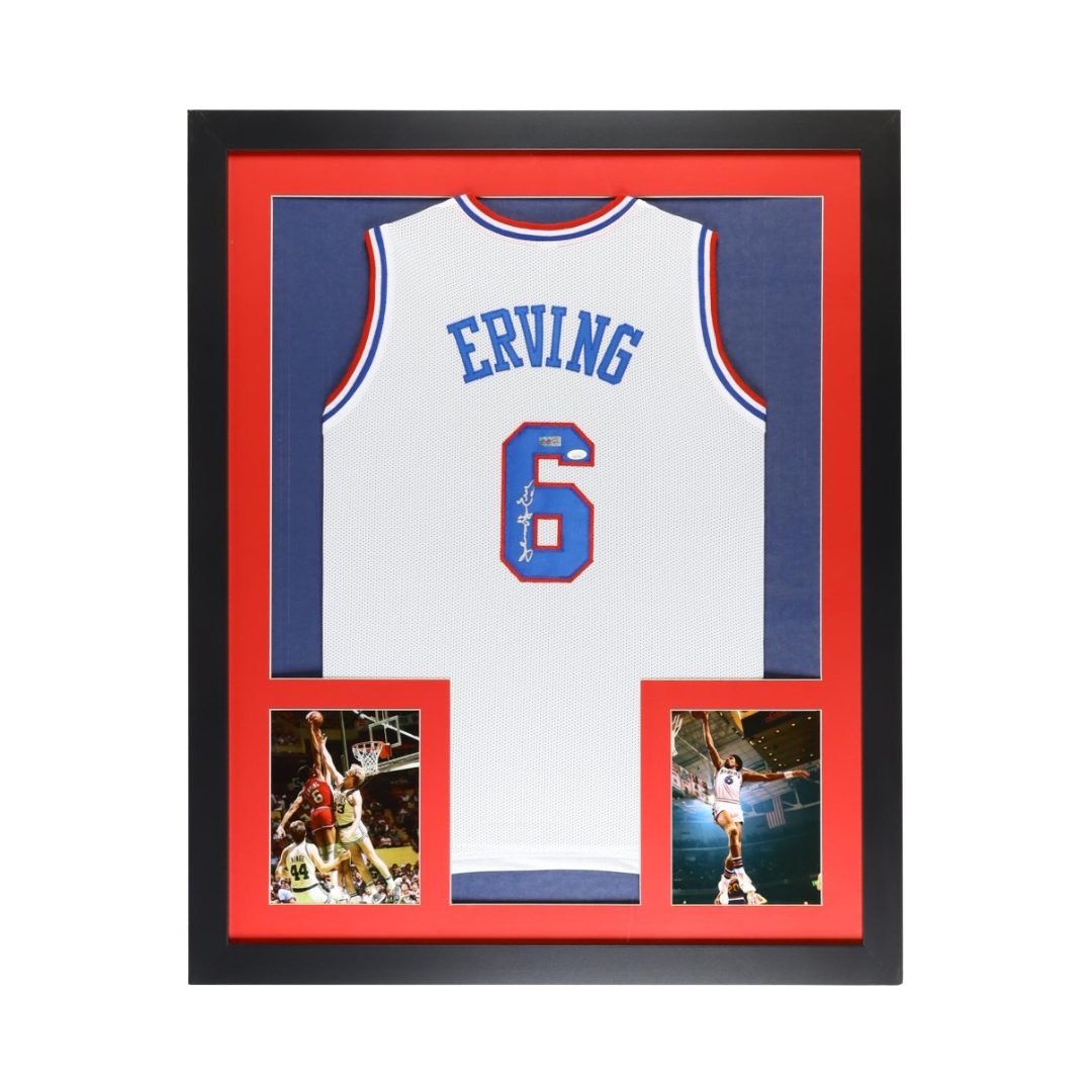 Julius "Dr. J" Erving Signed Custom Framed Jersey Display (JSA & PIA)