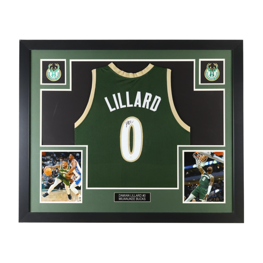 Damian Lillard Signed Custom Framed Jersey Display (JSA)