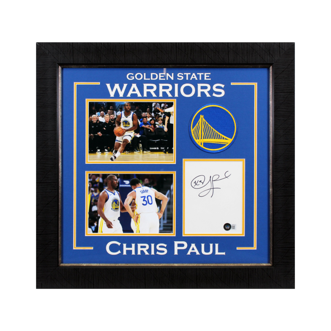 Chris Paul Signed Warriors Custom Framed Cut Display (Beckett)