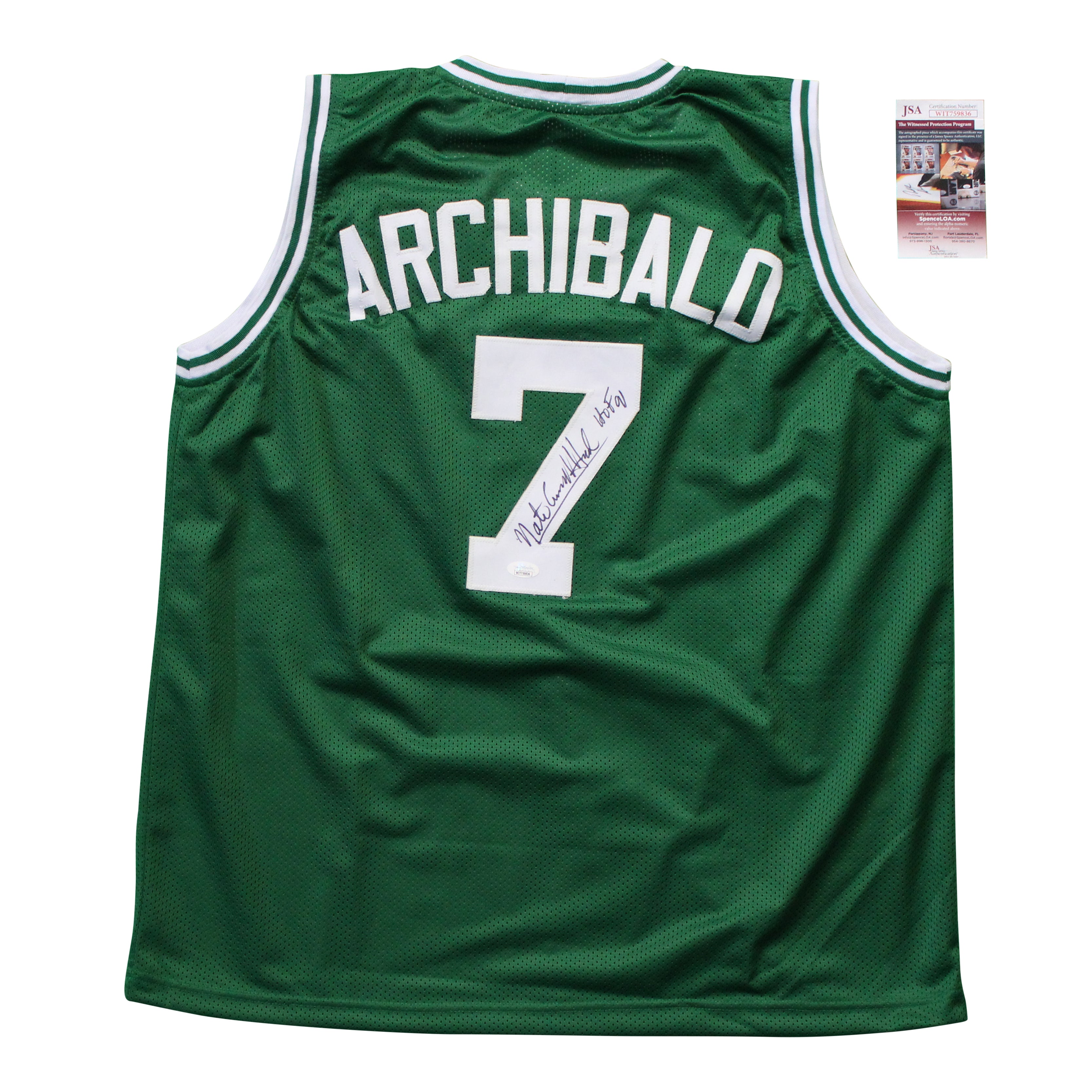 Nate Archibald Signed Jersey Inscribed "HOF 91" (JSA COA)