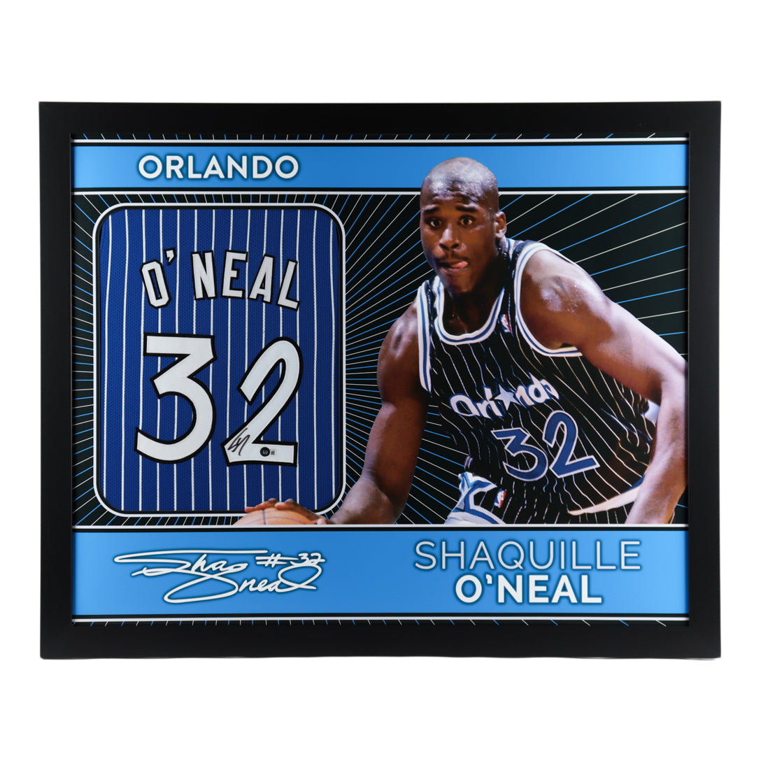 Shaquille O'Neal Signed 35x43 Custom Framed Jersey (Beckett COA)