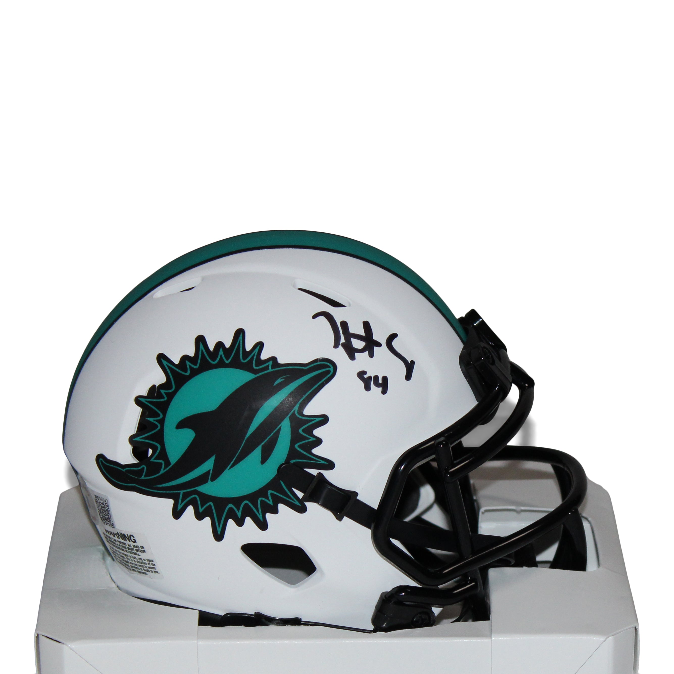 Hunter Long Signed Dolphins Lunar Eclipse Alternate Speed Mini Helmet (Beckett Hologram)