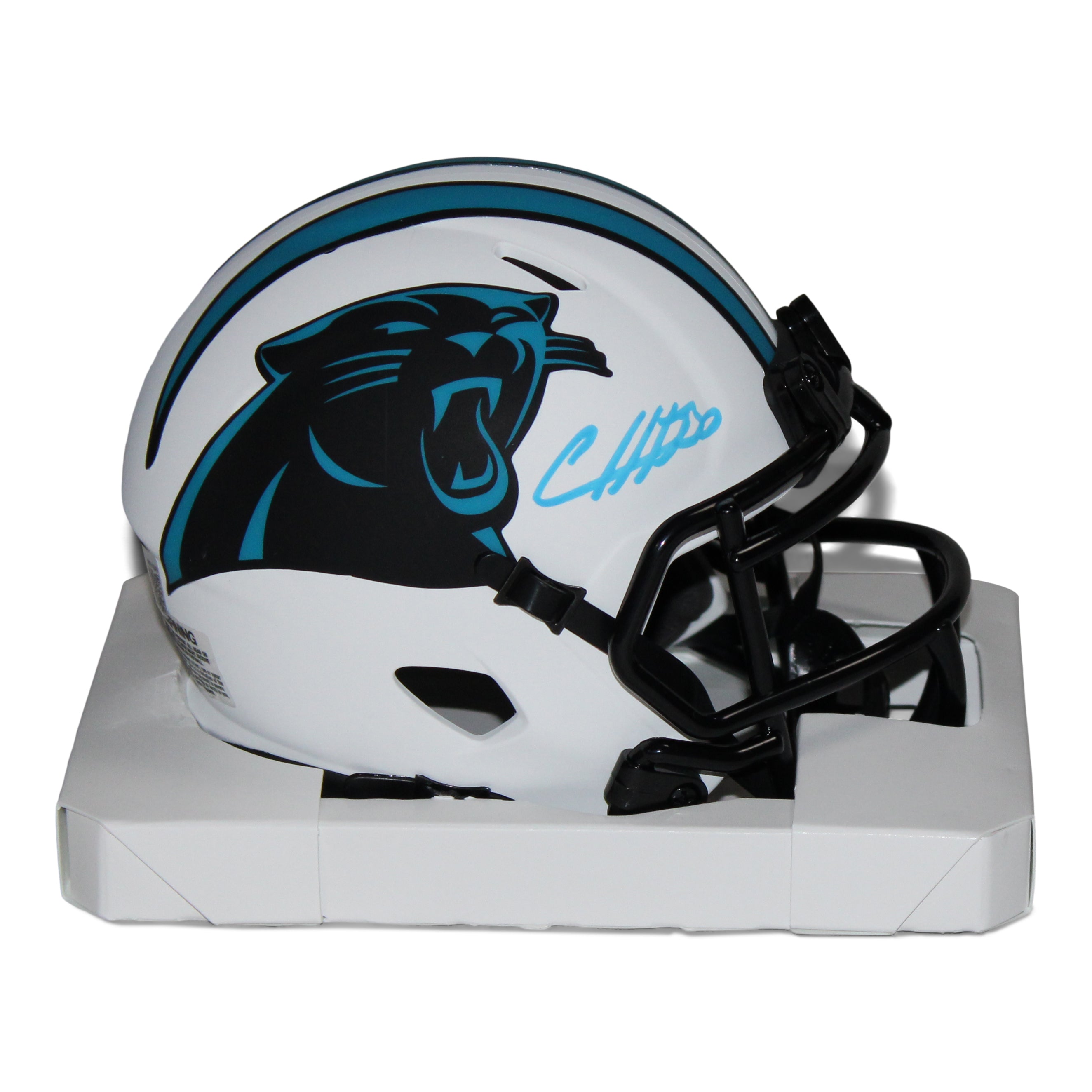 Chuba Hubbard Signed Panthers Lunar Eclipse Alternate Speed Mini Helmet (Beckett Hologram)