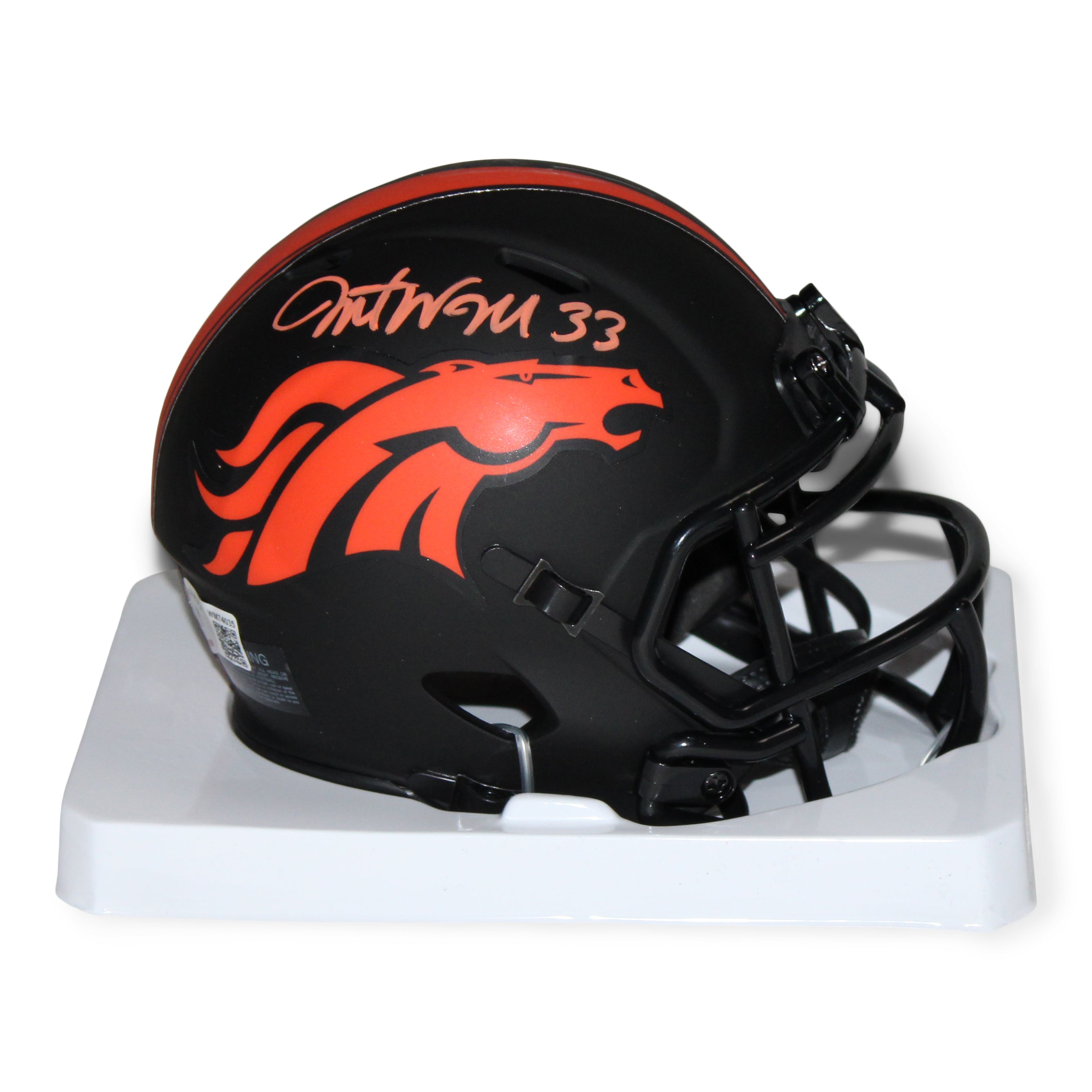 Javonte Williams Signed Broncos Eclipse Alternate Speed Mini Helmet (Beckett Hologram)