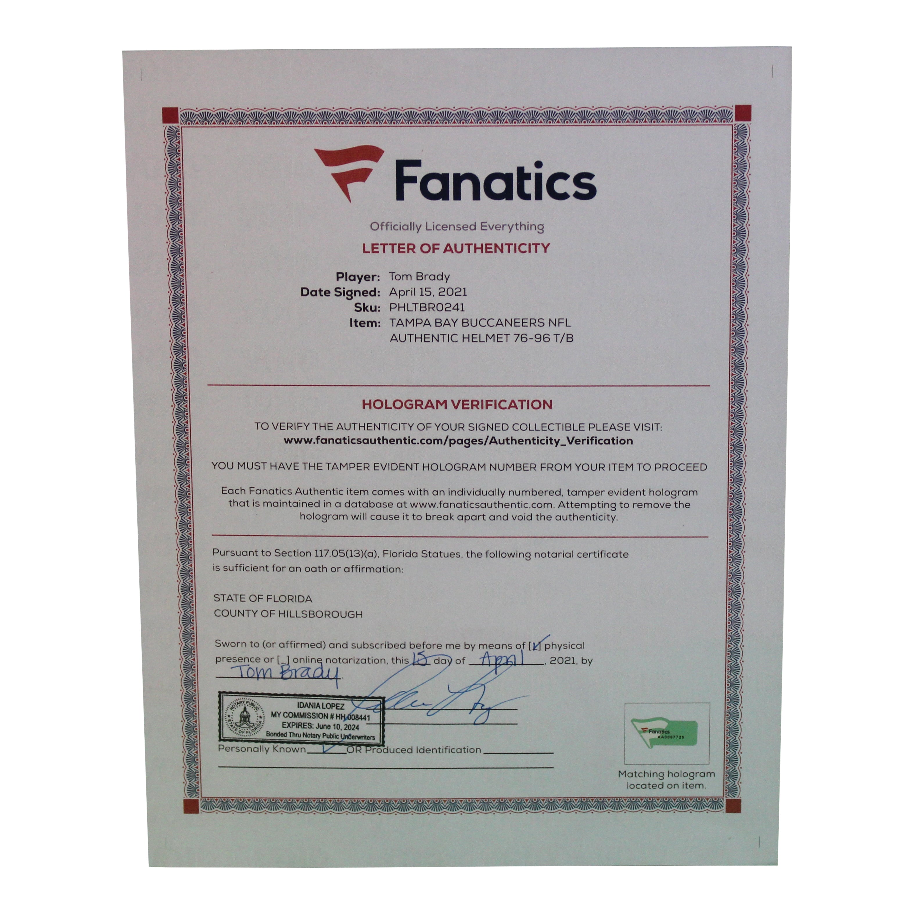 Tom Brady Signed Buccaneers Throwback Full-Size Authentic On-Field Helmet (Fanatics LOA)