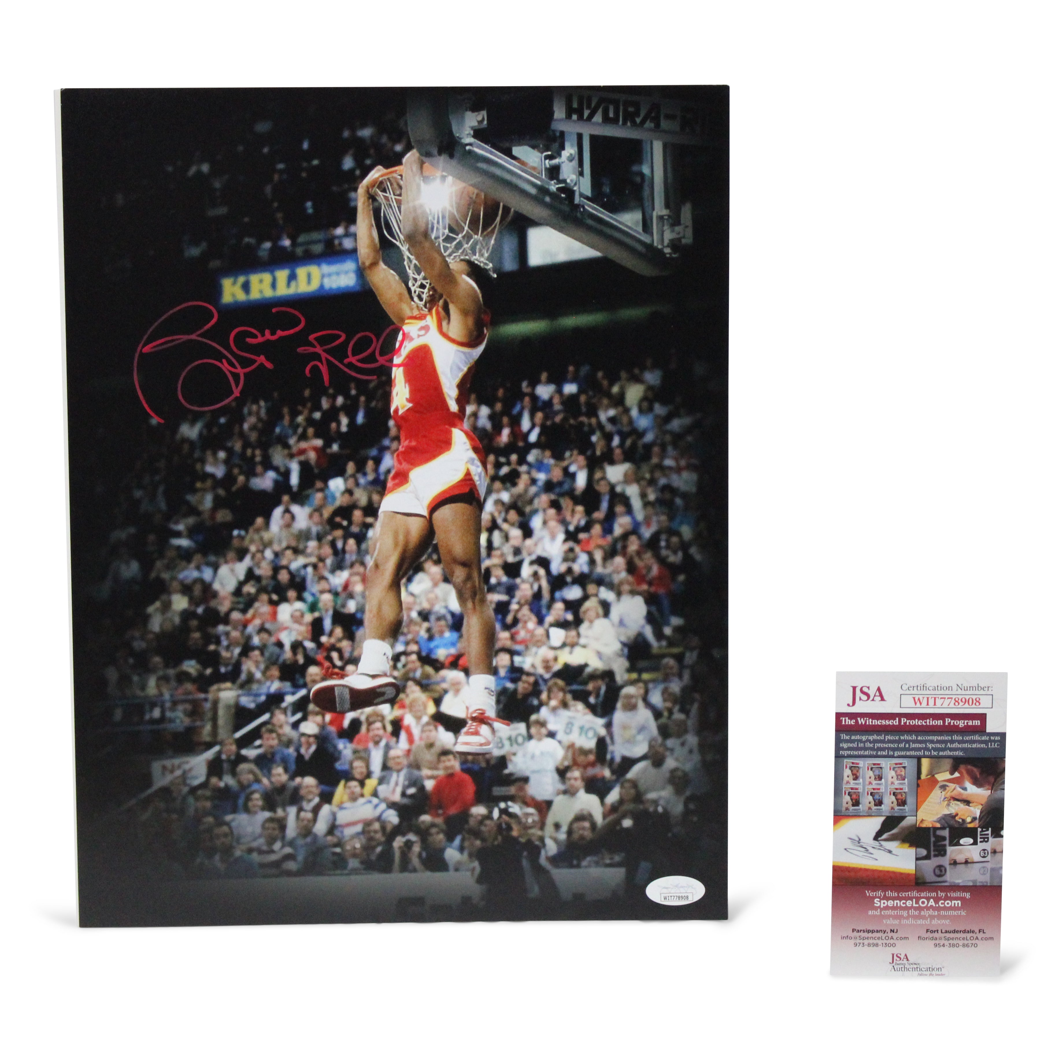 Spud Webb Signed Hawks 11x14 Photo (JSA COA)