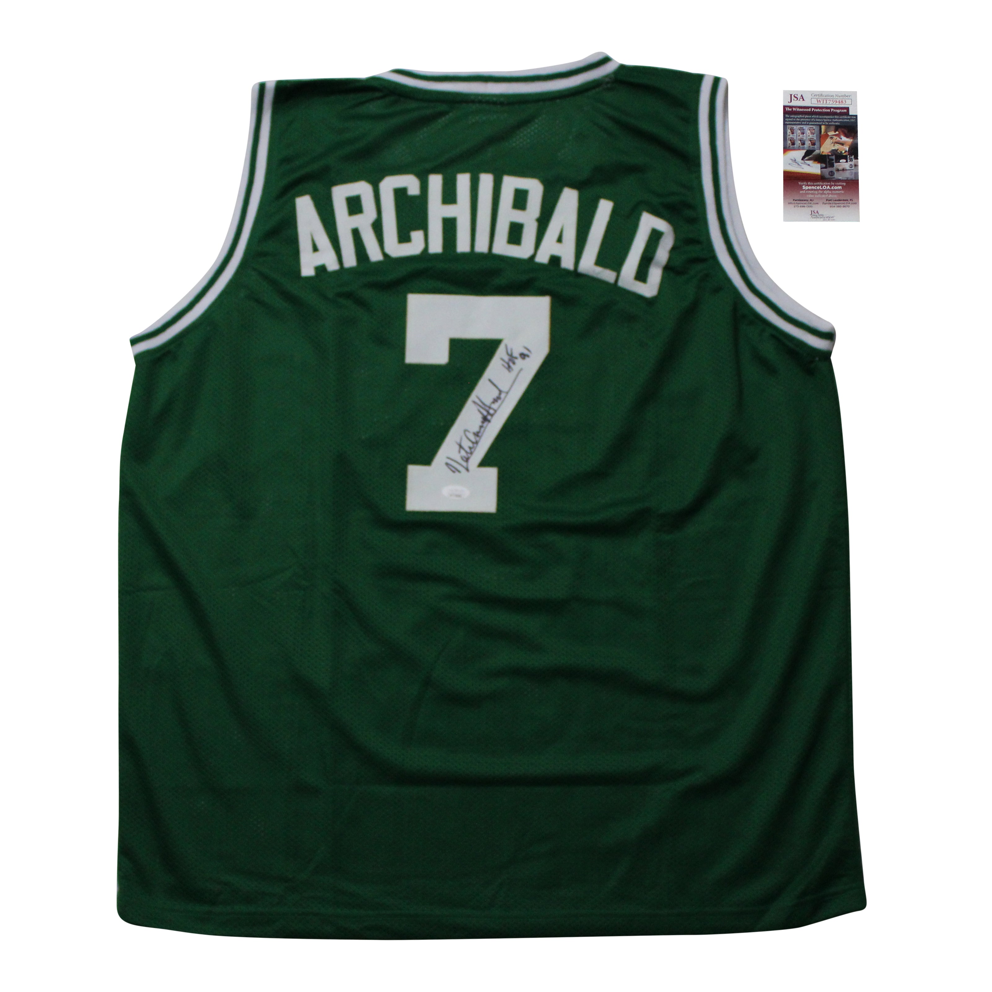 Nate Archibald Signed Jersey Inscribed "HOF 91" (JSA COA)