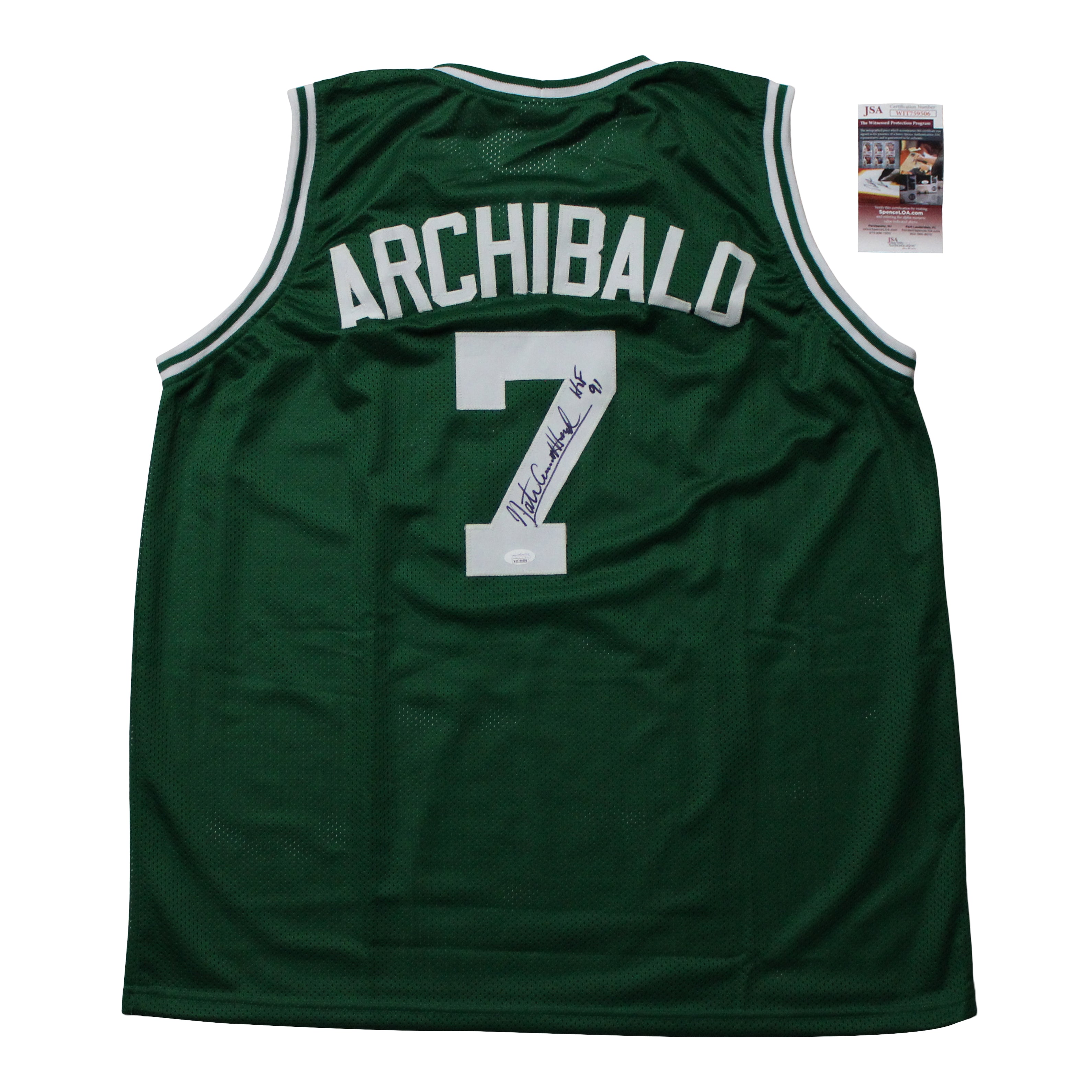 Nate Archibald Signed Jersey Inscribed "HOF 91" (JSA COA)