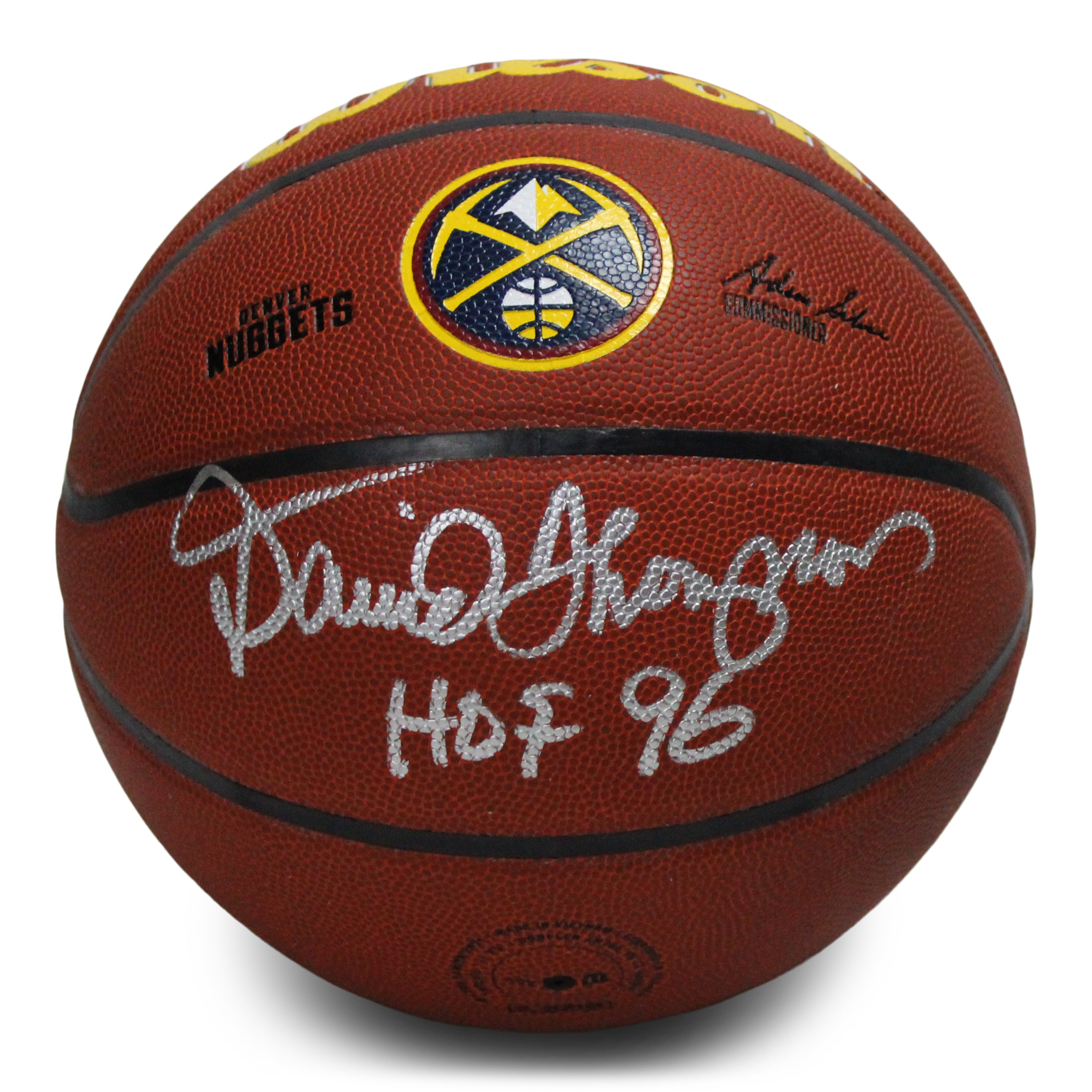 David Thompson Signed Nuggets Logo NBA Basketball Inscribed "HOF 96" (Schwartz Sports COA)