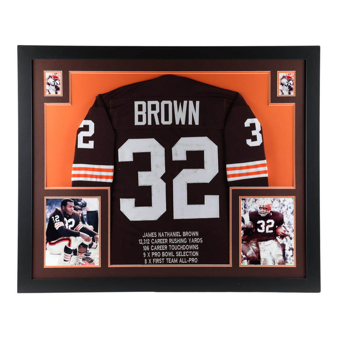 Jim Brown 35x43 Custom Framed Career Stat Jersey