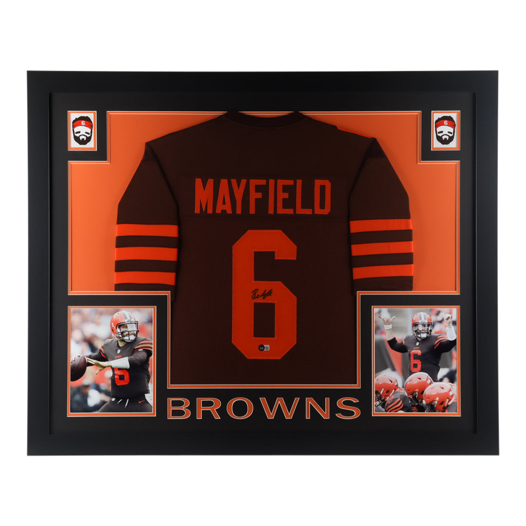 Baker Mayfield Signed 35x43 Custom Framed Jersey Display (Beckett Hologram)