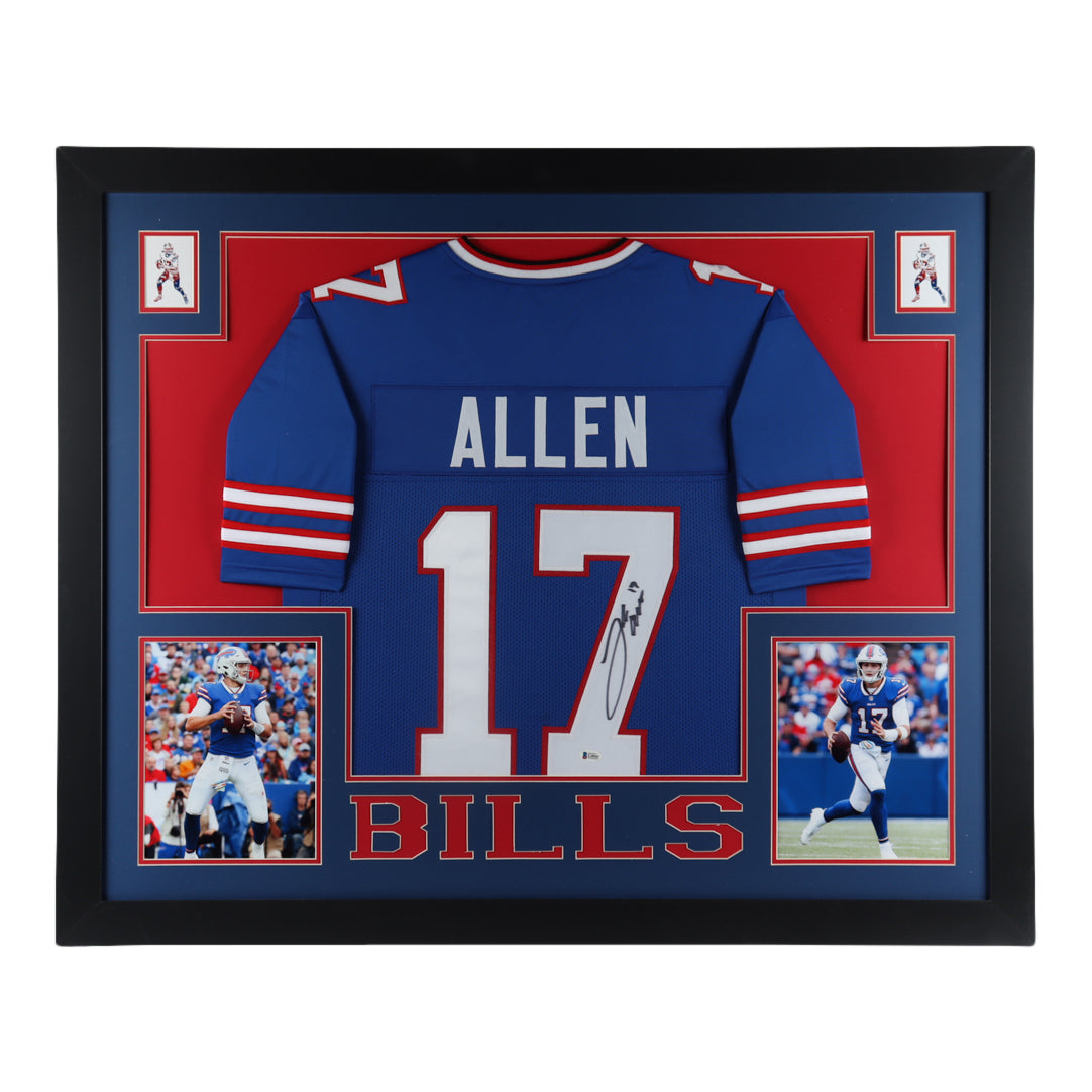 Josh Allen Signed 35x43 Custom Framed Jersey Display (Beckett)
