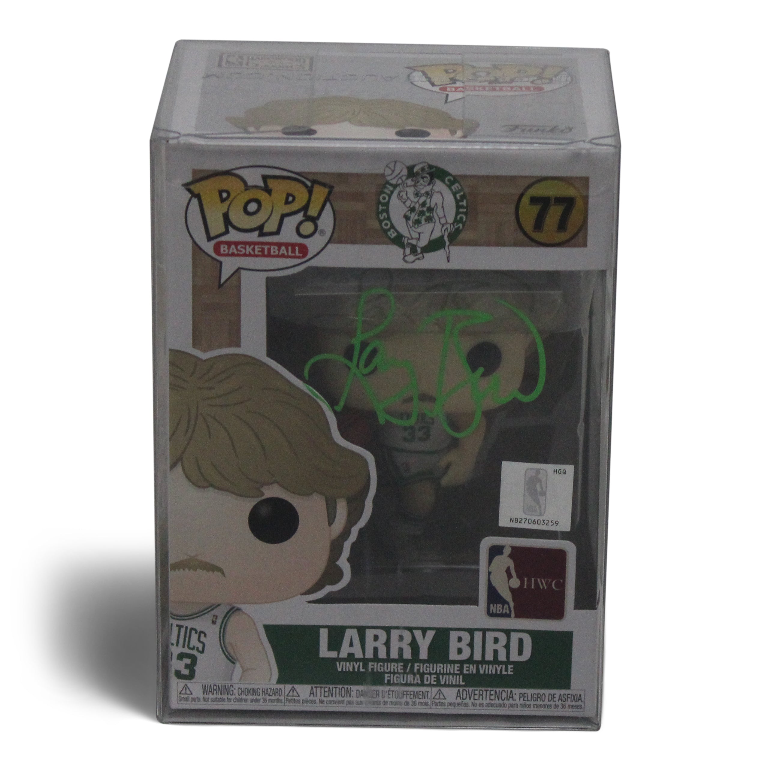 Larry Bird Signed Celtics #77 Funko Pop! Vinyl Figure (Schwartz COA & Bird Hologram)