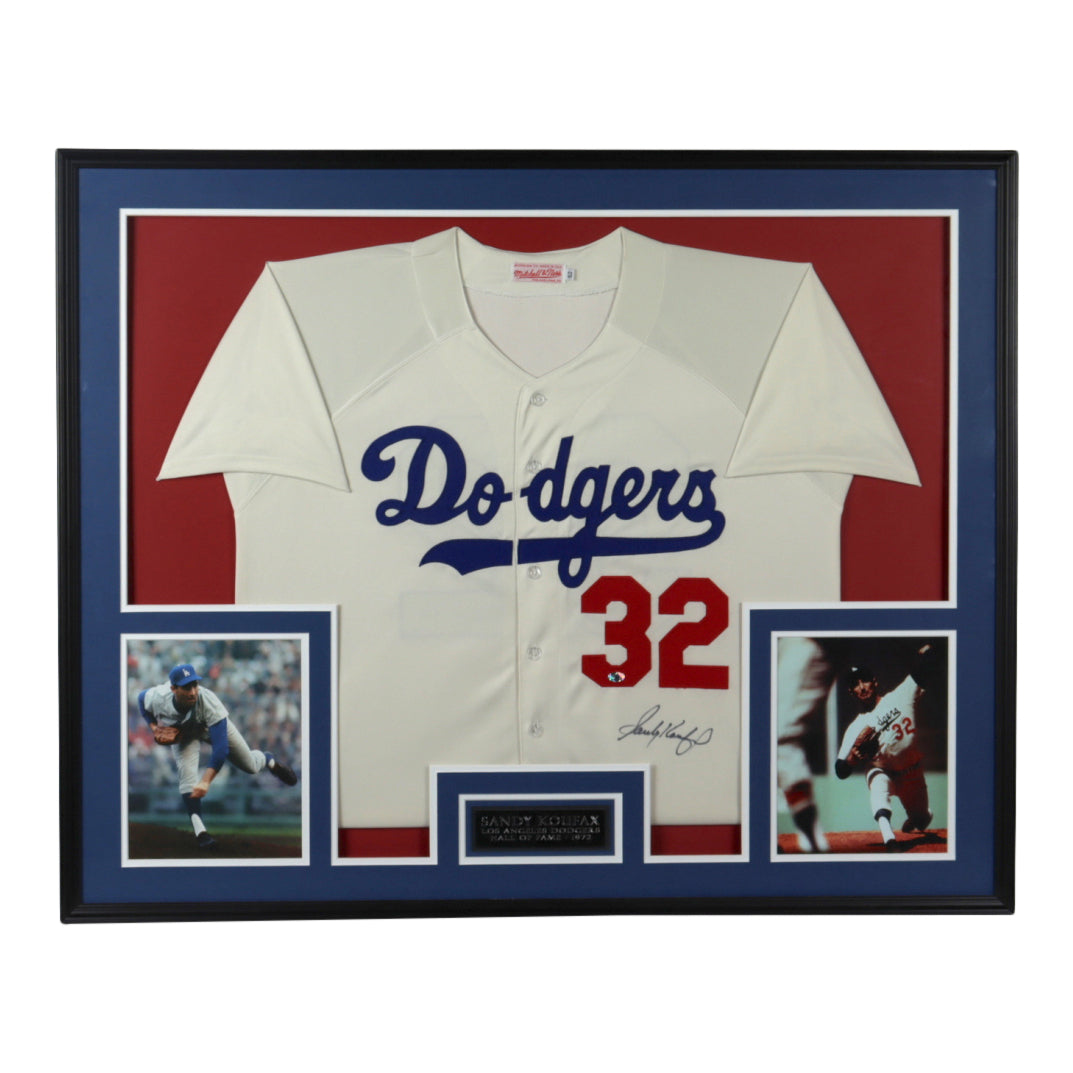Sandy Koufax Signed 34x44 Custom Framed Jersey Display (Beckett LOA)