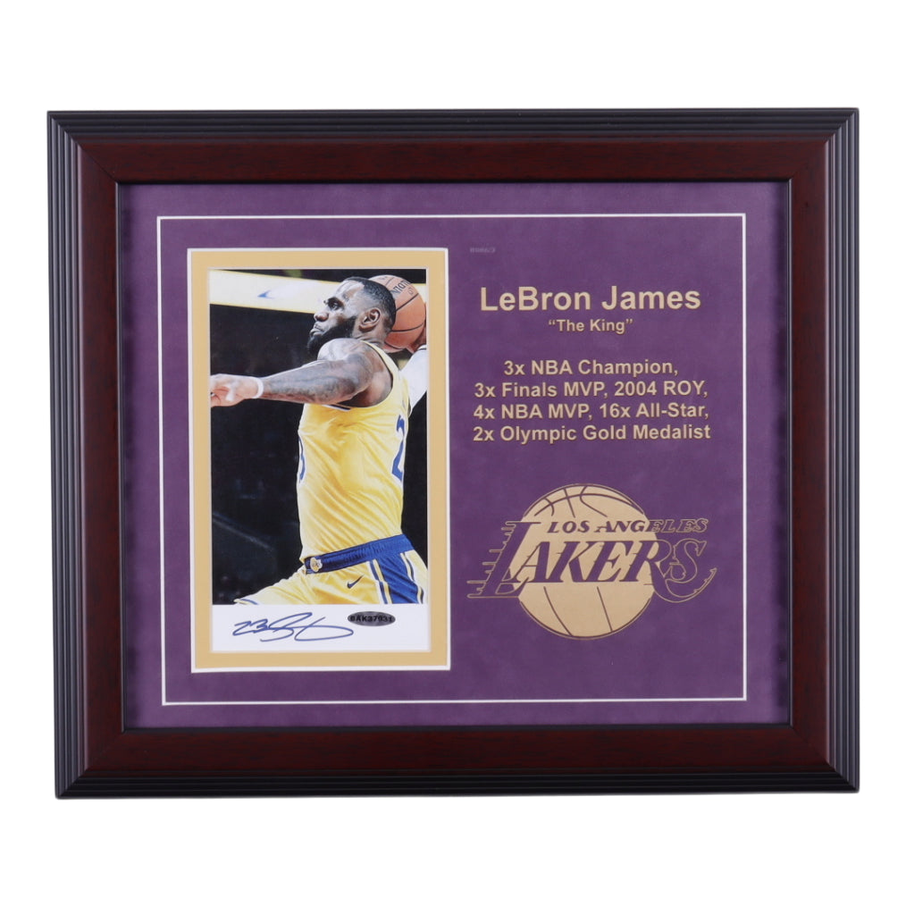 LeBron James Signed Lakers 14x17 Custom Framed Photo Display (JSA LOA & UDA Hologram)