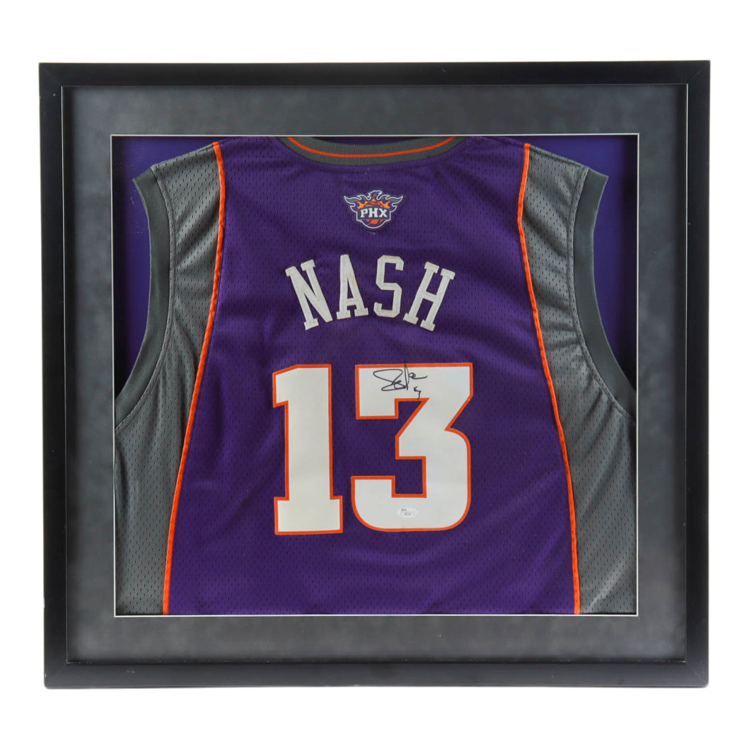 Steve Nash Signed 29x31 Custom Framed Jersey Display (JSA Hologram)
