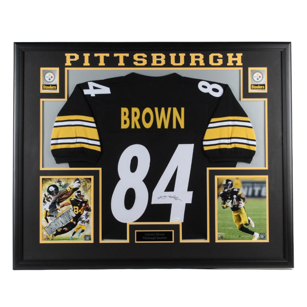 Antonio Brown Signed 35x43 Custom Framed Jersey Display (JSA)