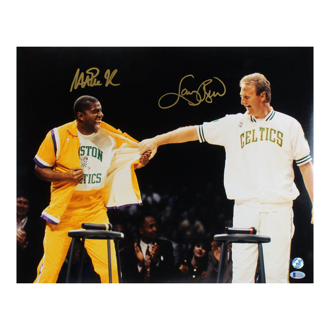 Magic Johnson & Larry Bird Signed 16x20 Photo (Beckett & Bird)