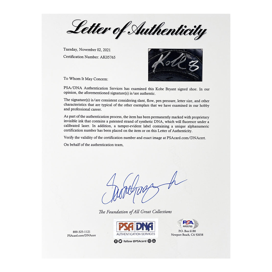 Kobe Bryant Signed Adidas Basketball Shoe (PSA & Beckett)