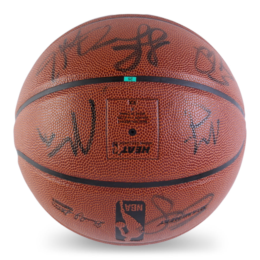 2010 Heat Logo Basketball Team-Signed by (13) with Lebron James, Dwayne Wade, Eddie House, Chris Bosh (Beckett)