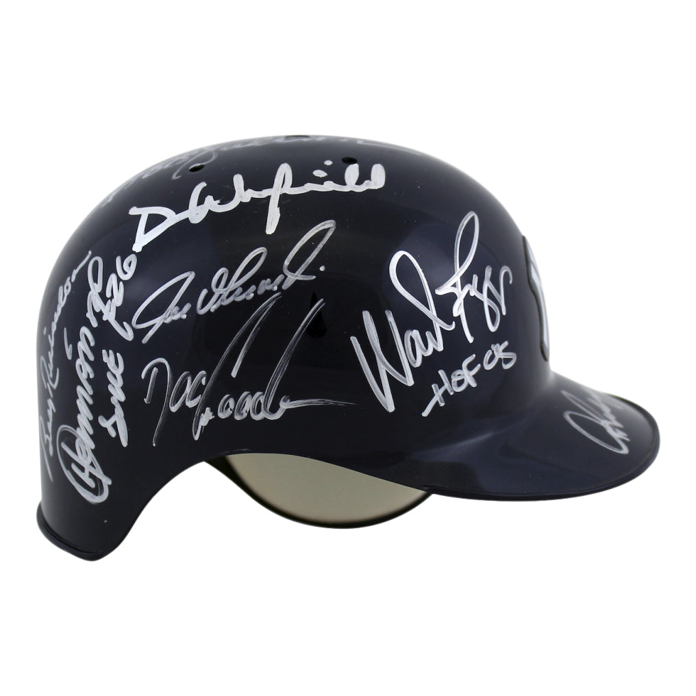 Yankees Mini Helmet Signed by (15) with Alex Rodriguez, Wade Boggs, Doc Gooden, Joe Girardi (Beckett)