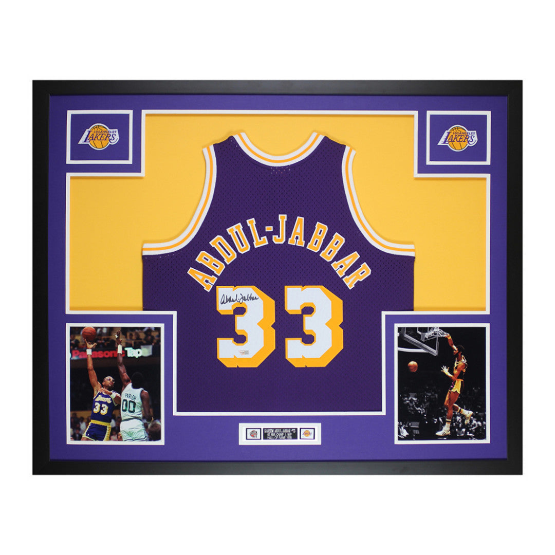 Kareem Abdul-Jabbar Signed 35x43 Custom Framed Jersey Display (Fanatics)
