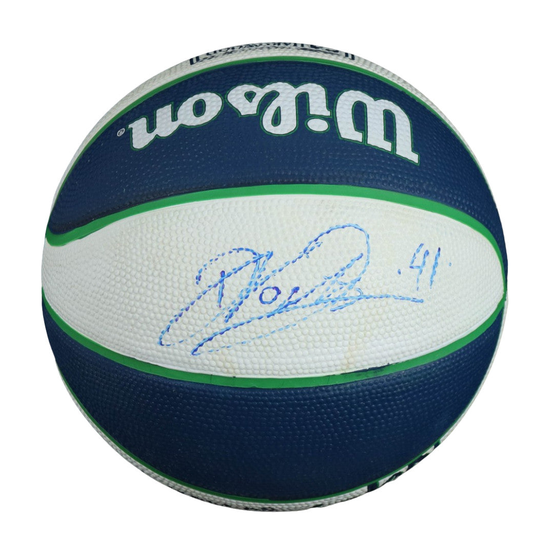Dirk Nowitzki Signed Mavericks Logo Mini Basketball (Beckett)