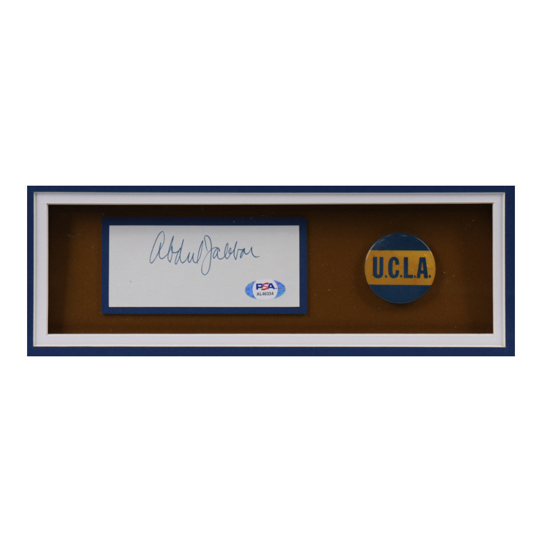 Kareem Abdul-Jabbar Signed UCLA Bruins Custom Framed Cut Display with Jersey & Pins (PSA)