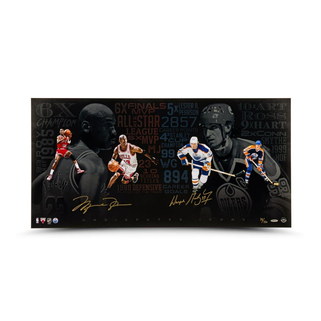 Michael Jordan & Wayne Gretzky Signed LE 18x36 Framed Photo (UDA)