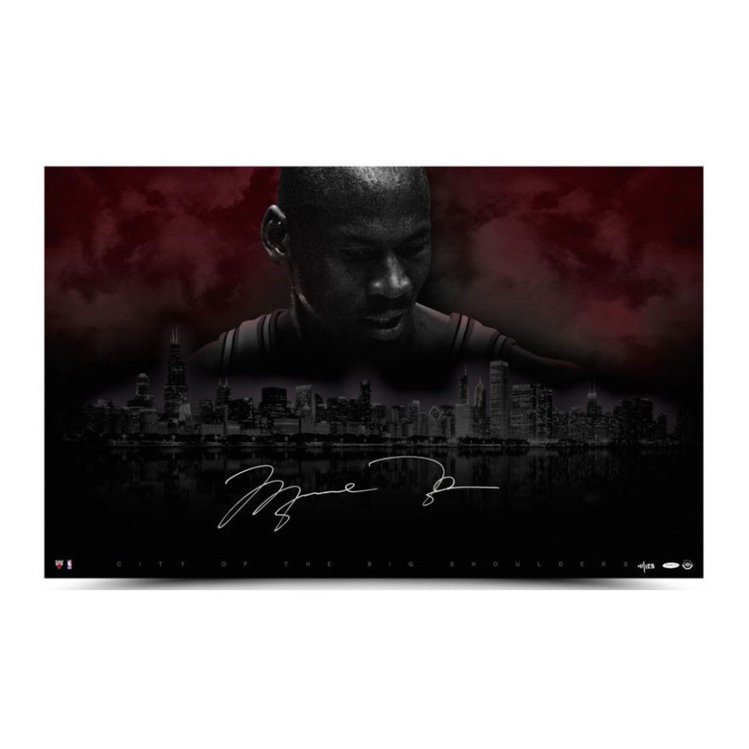 Michael Jordan Signed Bulls "City Of Big Shoulders" LE 25x40 Framed Photo (UDA)