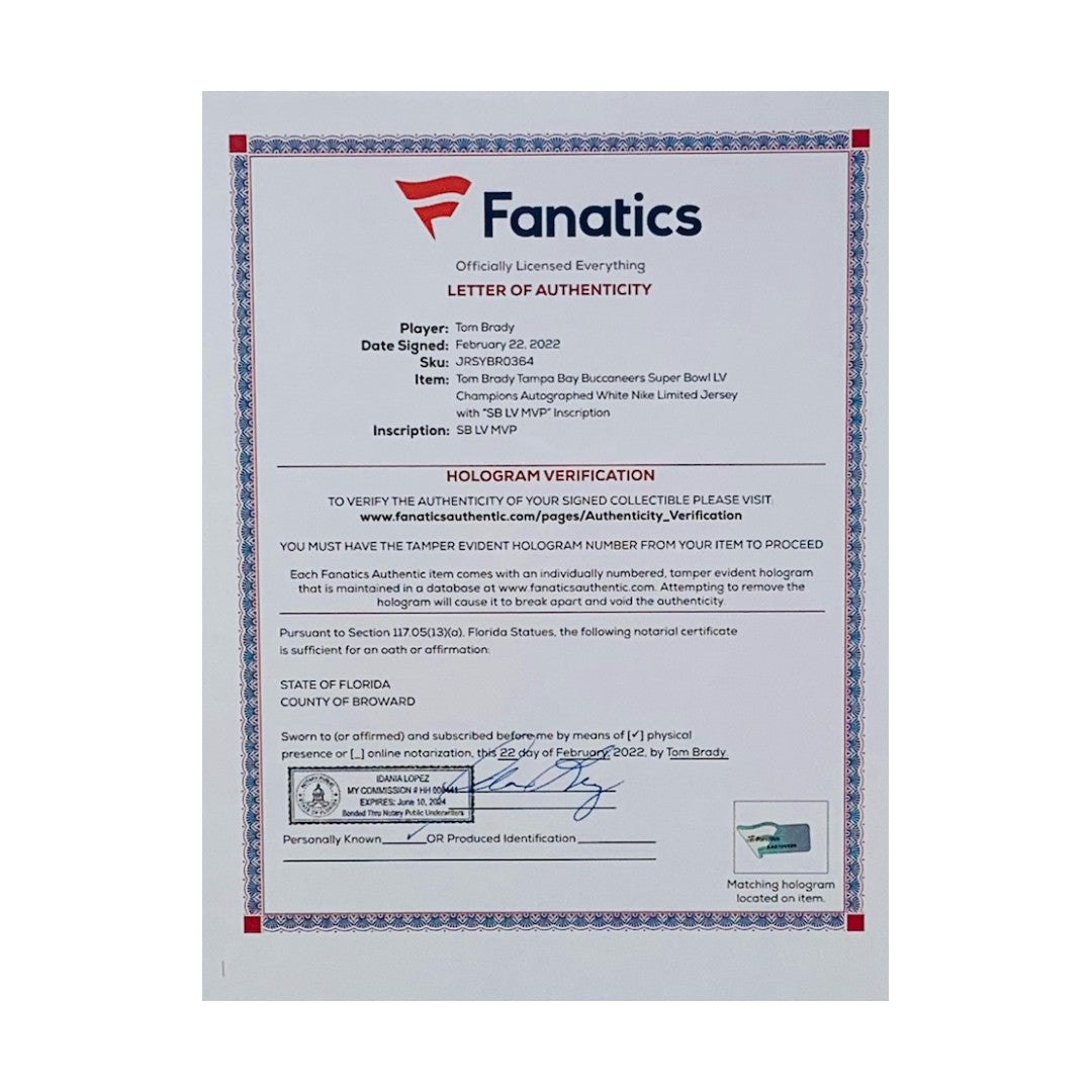 Tom Brady Signed Buccaneers Super Bowl LV Nike Limited Jersey Inscribed "SB LV MVP" (Fanatics)