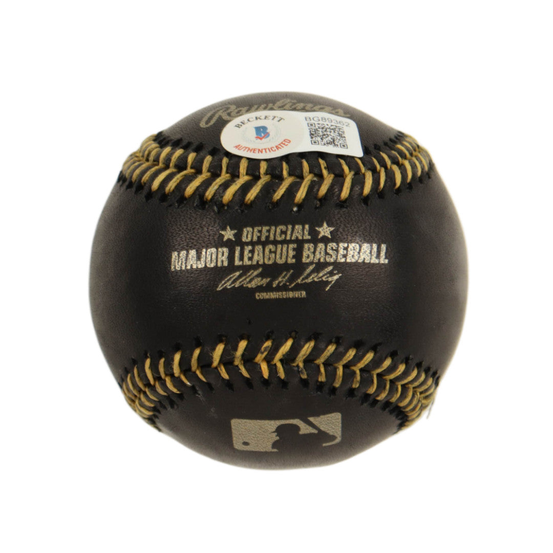 Mike Minor Signed OML Black Leather Baseball (Beckett)